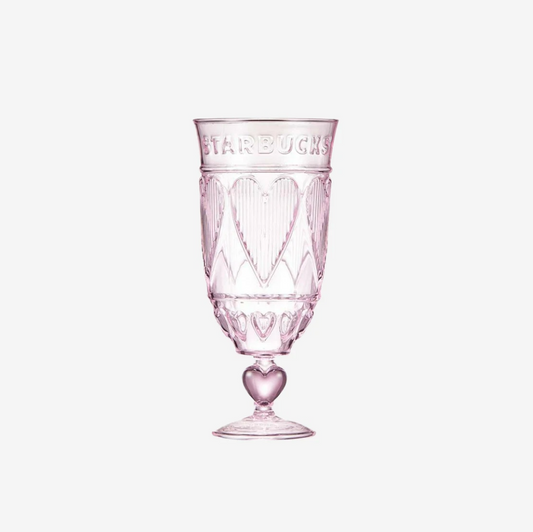 Official Starbucks Korea 2022 Sweet Love Heart Goblet Glass 414ml